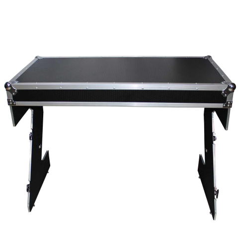 ProX XS-ZTABLE Folding Portable Z-Style DJ Redbull Table Flight Case with handles & wheels, Silver on Black