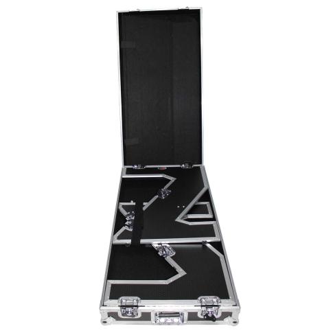 ProX XS-ZTABLE Folding Portable Z-Style DJ Redbull Table Flight Case with handles & wheels, Silver on Black