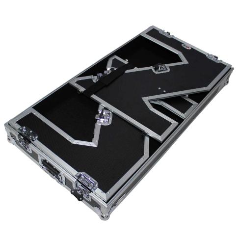 ProX XS-ZTABLE Folding Portable Z-Style DJ Redbull Table Flight Case with handles & wheels, Silver on Black