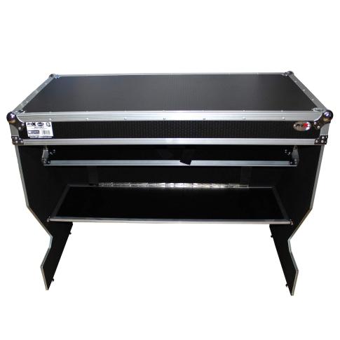 ProX XS-ZTABLE Folding Portable Z-Style DJ Redbull Table Flight Case with handles & wheels, Silver on Black