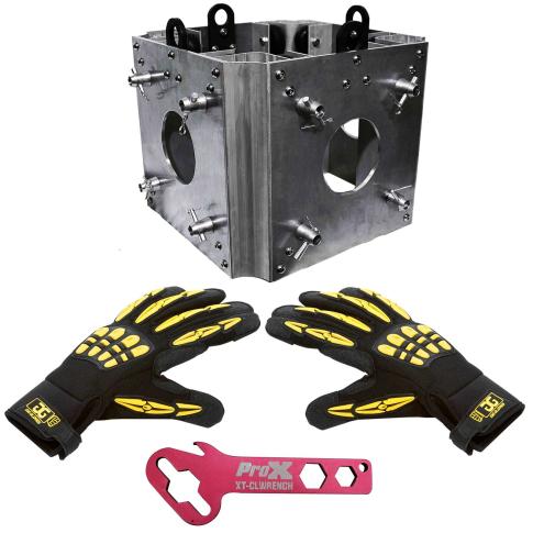 ProX XT-BLOCK 12" Trussing Sleeve Block with Large Black & Yellow Gig Gloves Package