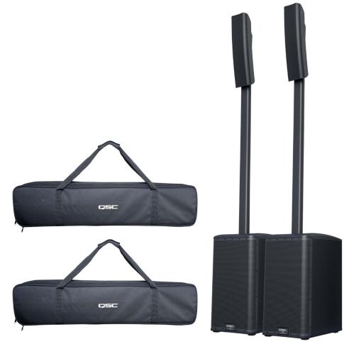 QSC KC12-BK Active 3-Way Column Loudspeaker System - Black 2-Pack