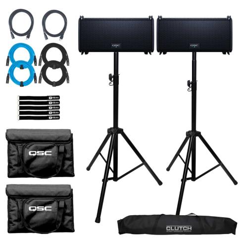 QSC LA108 8" Active Line Array Loudspeakers with Tote Bags Dual Pack