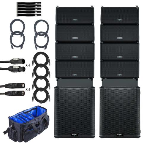 QSC LA108 8" Active Line Array Speakers with 18" Subwoofers Eight Pack