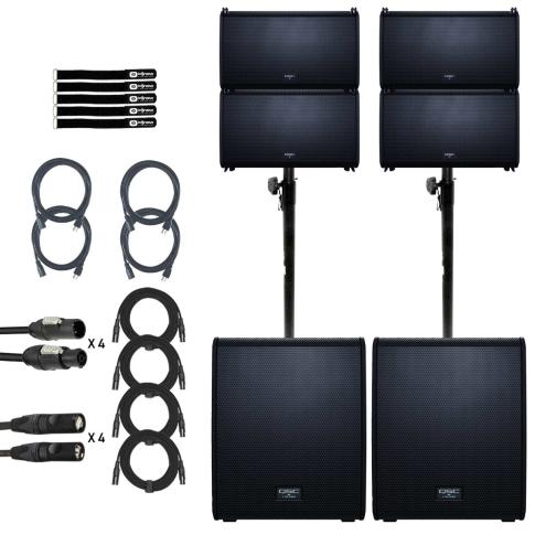 QSC LA112 12" Active Line Array Speakers with 18" Subwoofers Four Pack