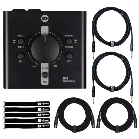 RCF MC-1 Professional Passive Monitor Controller with Cables Package