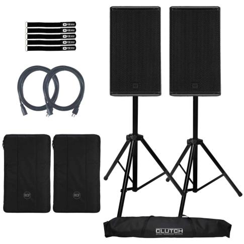 RCF NX 932-A Professional Active Speaker 2-Pack with Covers and Stands
