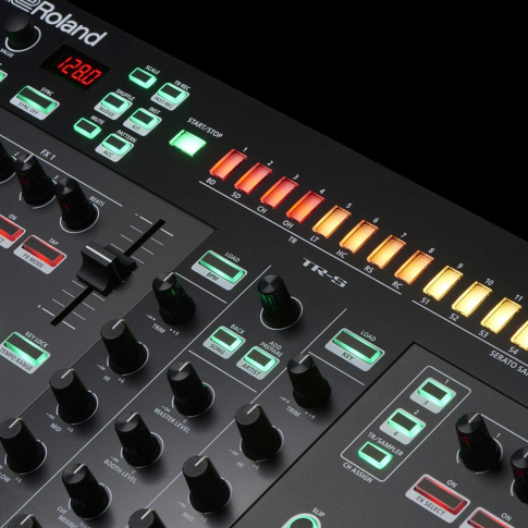 Roland DJ-505 DJ Controller Mixer and Drum Sequencer Closeup