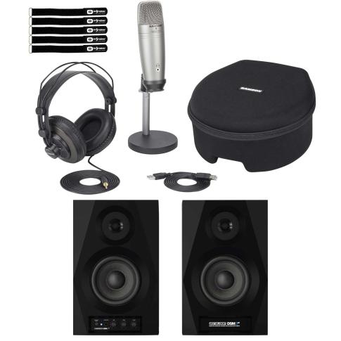 Samson C01U Pro USB Microphone Podcasting Vocal Recording Bundle w Speakers