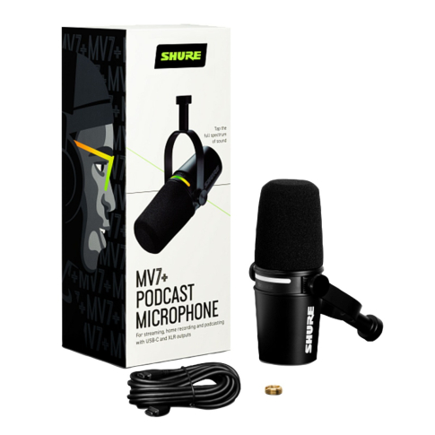 Shure MV7+-K XLR/USB Speech Microphone - Black