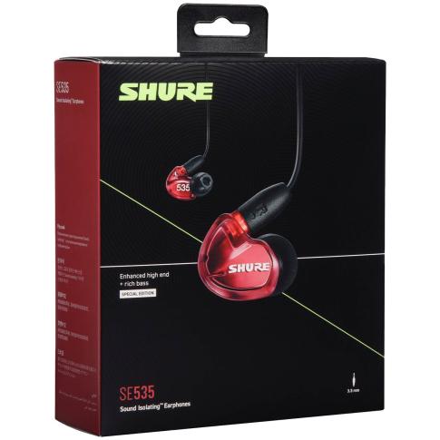 Shure SE535 Red Earphones with RMCE-UNI Mic Cable | IDJNOW
