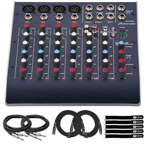 StudioMaster C2S-4 4 Channel USB Compact Mixer with Cables Package