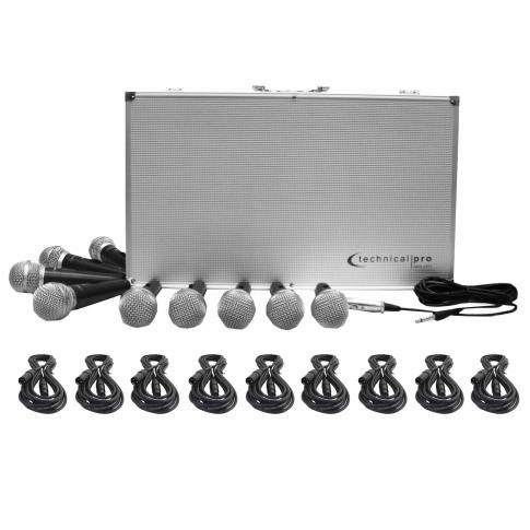 Technical Pro 9 Wired Microphones with Digital Processing Set [MCZ9PACK]