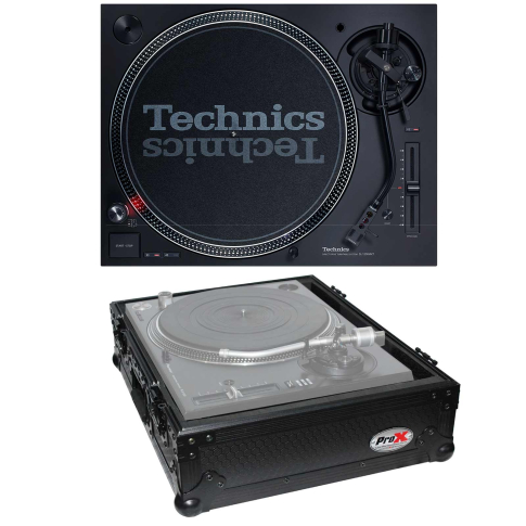 Technics SL-1200MK7 Direct Drive Professional DJ Turntable with Universal Black on Black Turntable Case Package