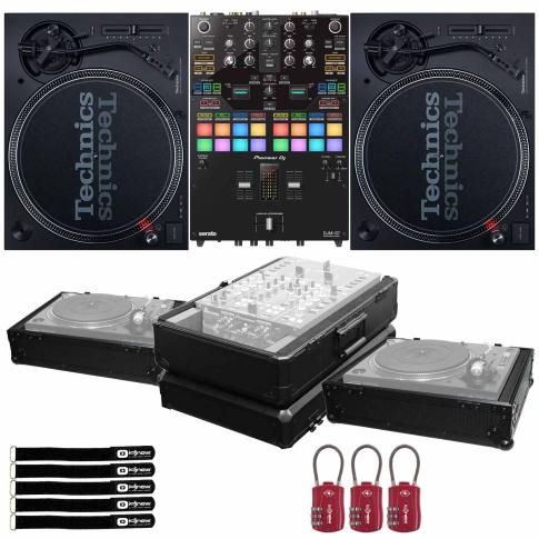 Technics SL-1200MK7 Turntables with DJM-S7 Mixer & Black Cases