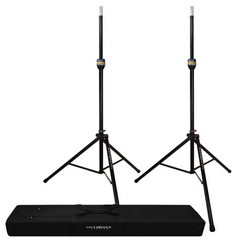 (2) Ultimate Support TS-99B Aluminum Speaker Stands & Transport Case Package