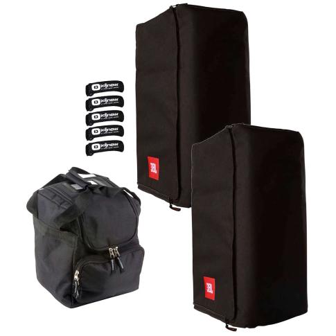 (2) JBL Bags VRX915M-CVR-CXD Convertible Protective VRX915M Speaker Covers Bundle with Reusable Cable Ties & Universal Utility Bag