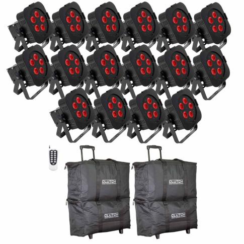 (16) ADJ WiFLY Par QA5 Rechargeable Wireless LED Wash Light Bundle