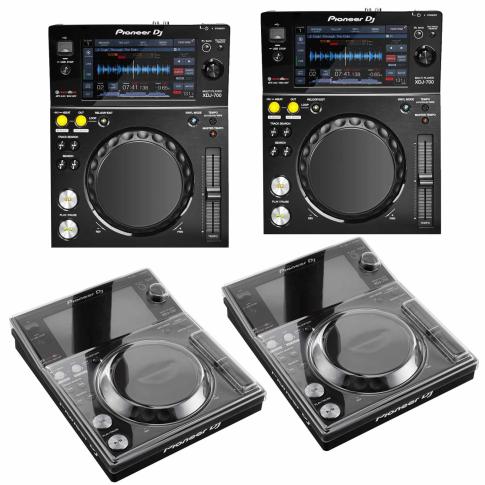(2)-Pioneer-XDJ-700-Rekordbox-Compatible-Compact-Digital-Decks-Packaged-with-Decksaver-Covers