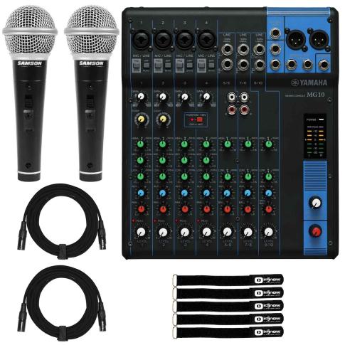 Yamaha MG10 10-Input Stereo Mixer with Microphones Package