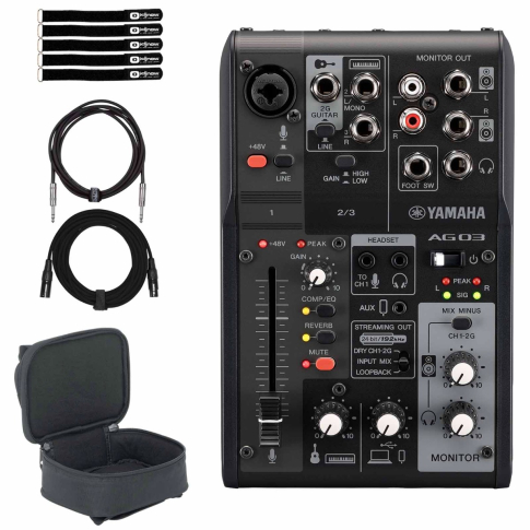 Yamaha Pro Audio AG03MK2-B Black 3-Channel Mixer/Interface with Bag