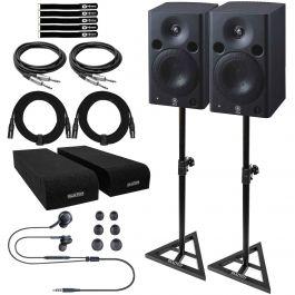 (2) Yamaha MSP5 STUDIO 5 inch Bi Amplified Professional Studio Monitors  with Reliable Performance Stands Package