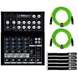 Mackie Mix8 8-Channel Mixer with 10FT Green XLR Cables | IDJNOW