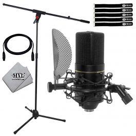 MXL 770 Condenser Microphone Complete Bundle With Integrated Pop  Filter/Shockmount Kit and XLR Cable