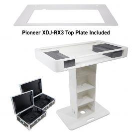 ProX XZF-DJCT W CASE White Finish Control Tower Stand & Travel Cases with  White RX3 Face Plate Package