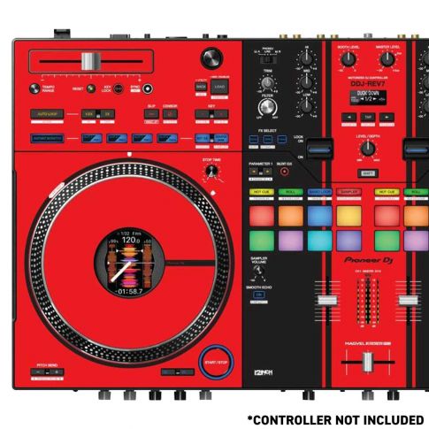 12 Inch Skinz (14) Piece Adhesive Kit for Pioneer DDJ-REV7 - Red/Black Left