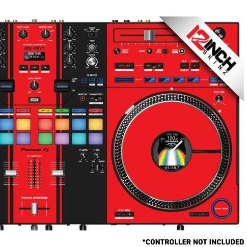 12 Inch Skinz (14) Piece Adhesive Kit for Pioneer DDJ-REV7 - Red/Black Right