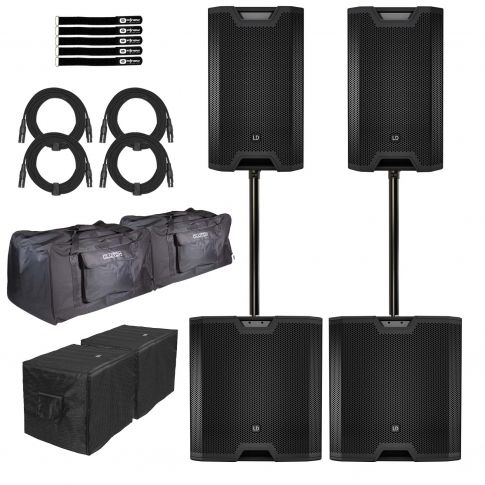 (2) LD Systems ICOA 15 A BT 15" Bluetooth Speakers with Dual Subwoofers