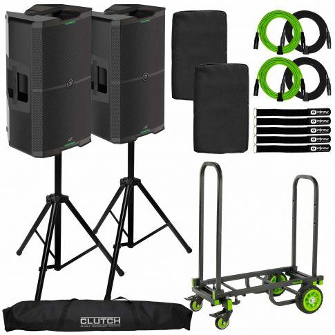 (2) Mackie SRM215 V-Class 15" Speakers with Multifunctional Trolley