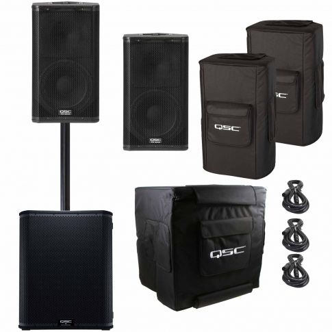 (2) QSC KW122 2-Way 12" Active Speakers with 18" Subwoofer Package