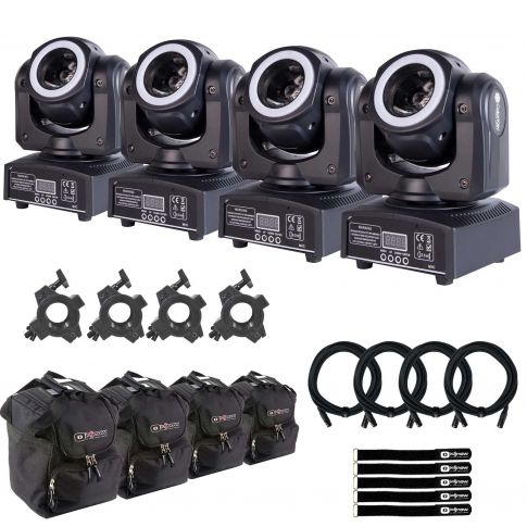 (4) ColorKey CKU-5038 QUAD MKII Moving Heads with Utility Cases