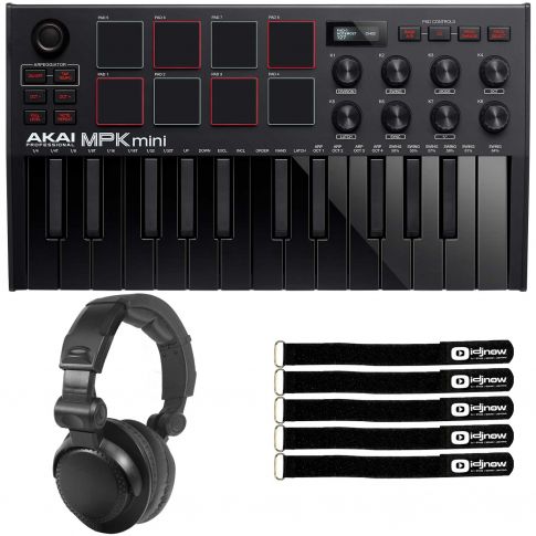 Akai MPK Mini MK3 Black Controller with Headphones