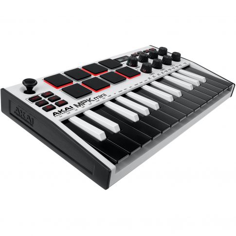 Akai Professional MPK Mini MK3 Keyboard and Pad Controller in white Angle View
