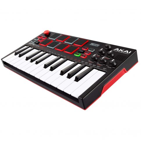 Akai Professional MPK mini Play Mini Keyboard Controller with Built-in Speakers and USB Pad Controller Angle