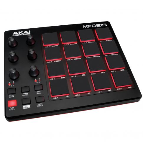 Akai Professional MPD218 Feature-Packed Highly Playable Pad Controller Angle