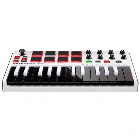 Akai Professional MPK Mini mkII Compact Keyboard and Pad Controller in White Front