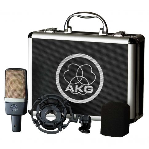 AKG C214 Professional Large-diaphragm Condenser Microphone with shock mount and metal carrying case