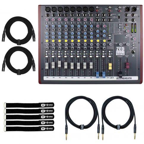 Allen & Heath ZED60-14FX Multipurpose FX Mixer with Cables Package