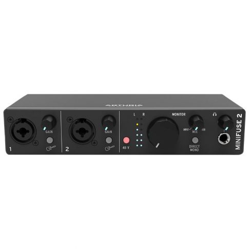 Arturia MINIFUSE-2-BLACK Flexible Dual Audio Interface in Black Front Tilt