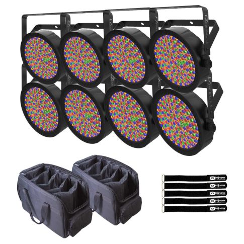 Chauvet DJ EZpar 64 RGBA ILS LED Pars 8-Pack with Bags Package