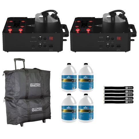 Chauvet DJ Geyser Move Effect Fog Machine 2-Pack with Fluid and Bags
