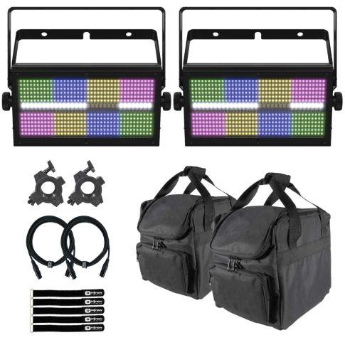 Chauvet DJ Shocker Panel FX Blinder/Wash/Strobe Lights 2-Pack & Bags
