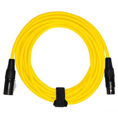 Clutch 10' Yellow Braided Sure-Fit XLR Female to XLR Male Microphone / Speaker Cable Top Down View
