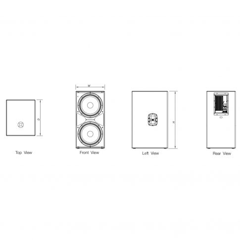 DAS ACTION-S218A Action 500 Series 2x 18" 1600W Active Bass-Reflex Subwoofer Diagram 2