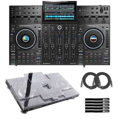 Denon DJ PRIME 4+ 4-Deck Standalone DJ Controller with Decksaver Cover