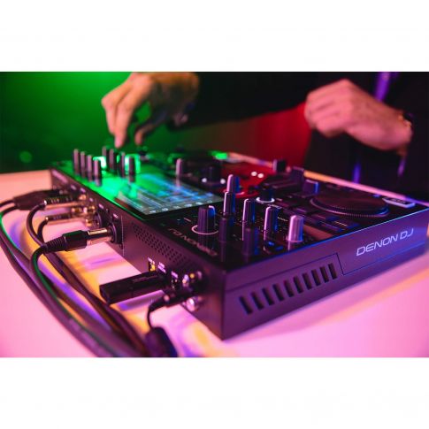 Denon DJ PRIME GO 2-Deck Rechargeable DJ Console with 7" Touchscreen Close Up